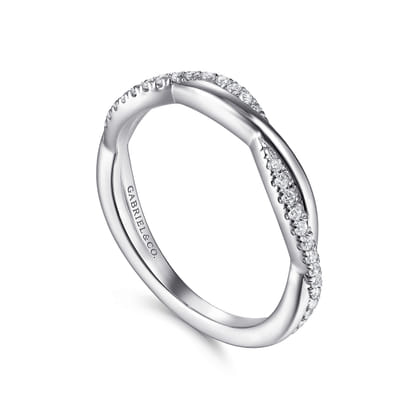 14K White Gold Twisted Diamond Anniversary Band