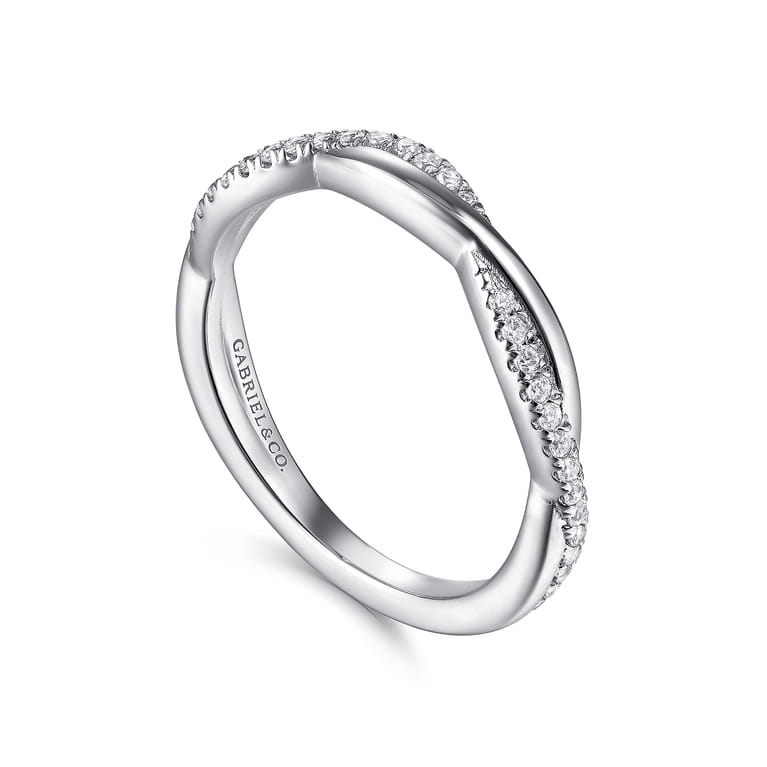 Fancy Wedding Ring in 14k White Gold with Round Natural Diamond at Gabriel & Co. - Shot 3
