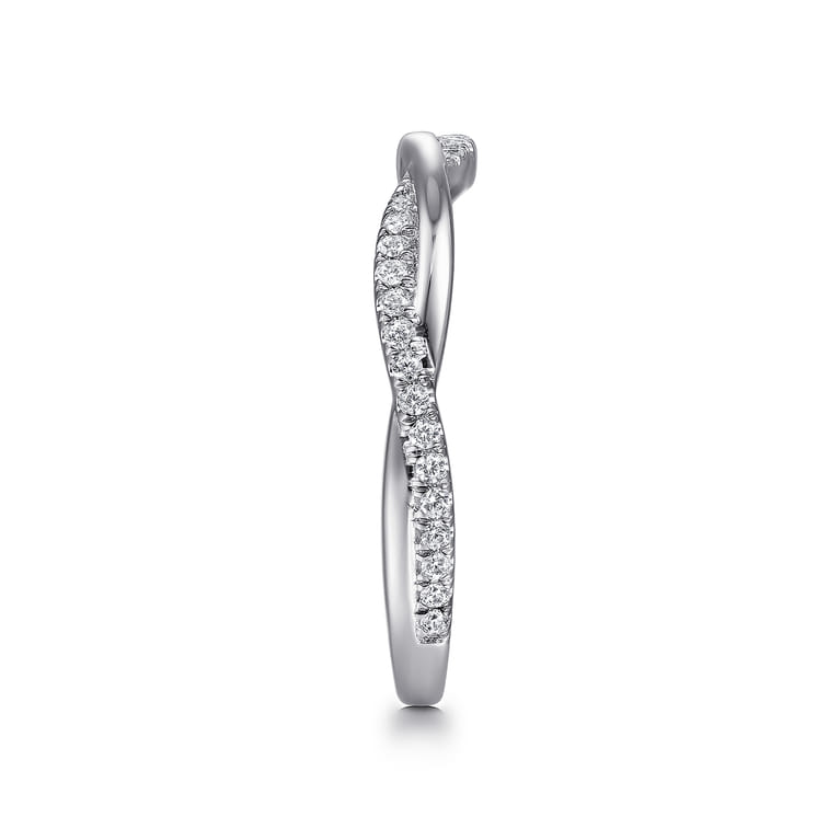 Fancy Wedding Ring in 14k White Gold with Round Natural Diamond at Gabriel & Co. - Shot 4