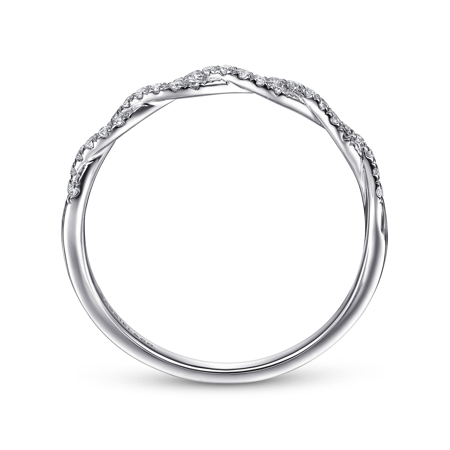 14K White Gold Twisted Diamond Band Ring