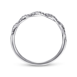 14K White Gold Twisted Diamond Band Ring
