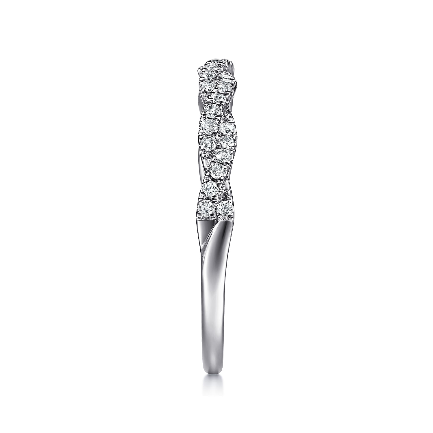 14K White Gold Twisted Diamond Band Ring