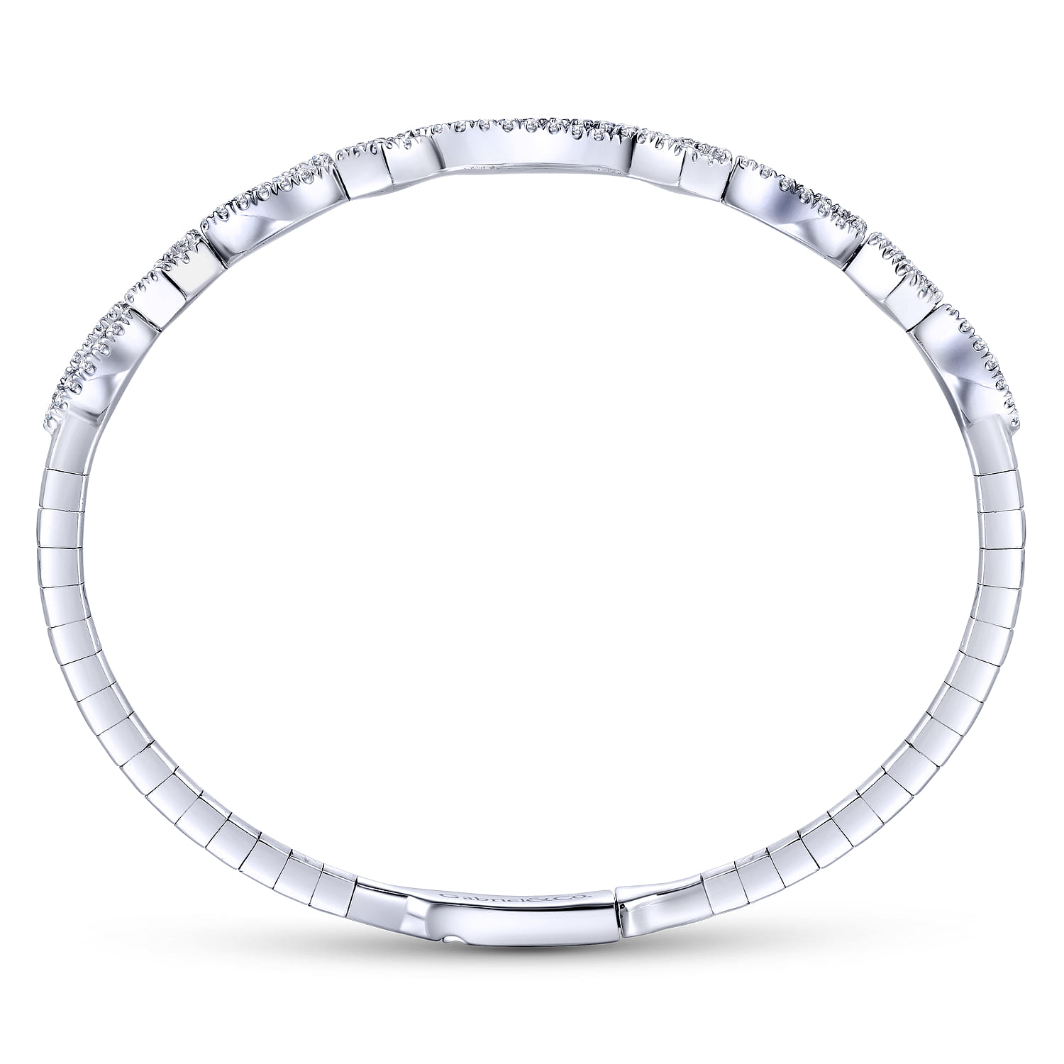 14K White Gold Twisted Diamond Bangle - 0.65 ct - Shot 3