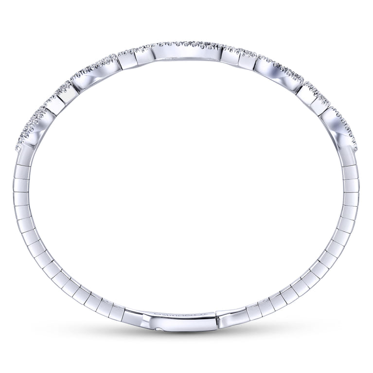 14K White Gold Twisted Diamond Bangle - 0.65 ct - Shot 3