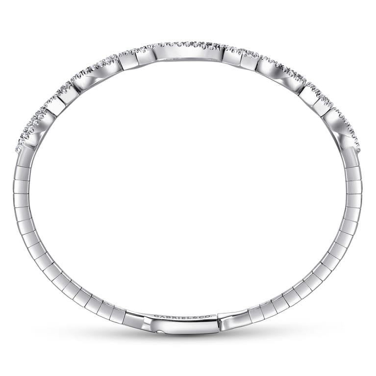 14K White Gold Twisted Diamond Bangle - 0.65 ct - Shot 3
