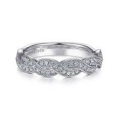 14K White Gold Twisted Diamond Ring