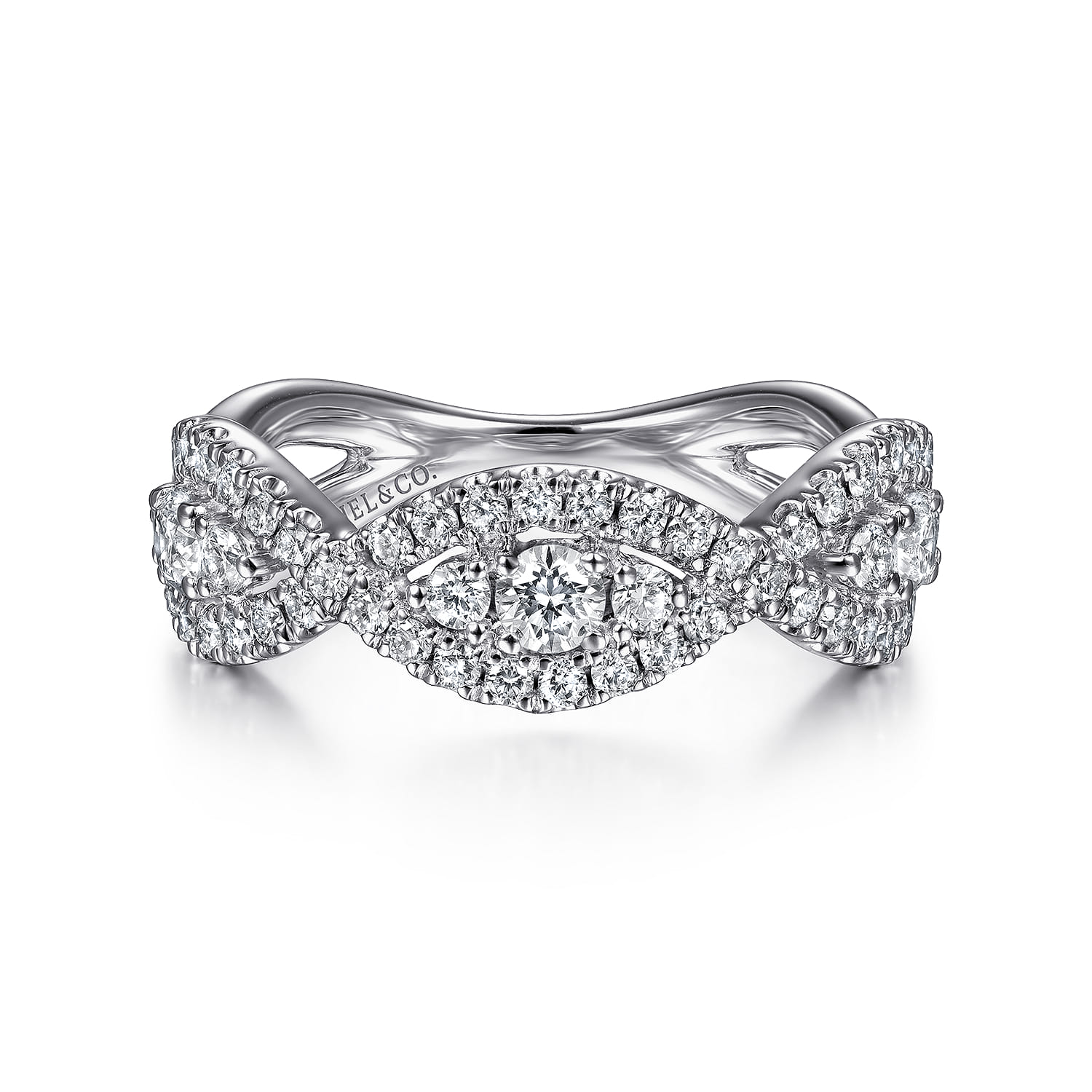 14K White Gold Twisted Diamond Ring - 0.75 ct - Shot 1