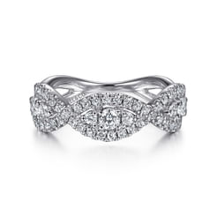 14K White Gold Twisted Diamond Ring