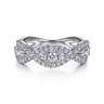 14K White Gold Twisted Diamond Ring - 0.75 ct