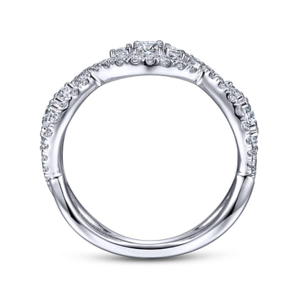 14K White Gold Twisted Diamond Ring