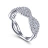 14K White Gold Twisted Diamond Ring - 0.75 ct