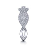 14K White Gold Twisted Diamond Ring - 0.75 ct