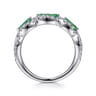 14K White Gold Twisted Diamond Rows and Emerald Marquise Stones Ring - 0.5 ct
