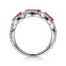 14K White Gold Twisted Diamond Rows and Ruby Marquise Stones Ring - 0.5 ct