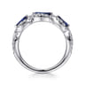 14K White Gold Twisted Diamond Rows and Sapphire Marquise Stones Ring - 0.5 ct
