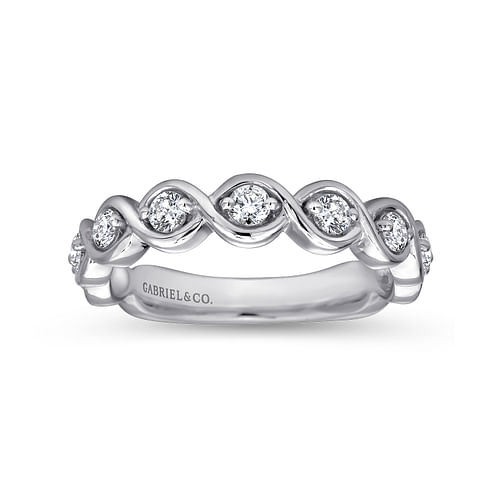 14K White Gold Twisted Diamond Stackable Band - 0.45 ct - Shot 4
