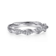 14K White Gold Twisted Diamond Stackable Ring
