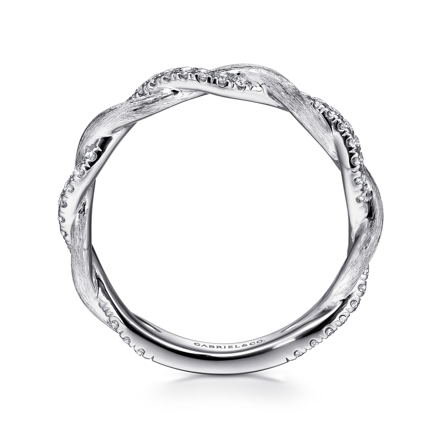14K White Gold Twisted Diamond Stackable Ring - 0.2 ct - Shot 2