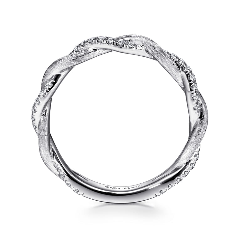 14K White Gold Twisted Diamond Stackable Ring - 0.2 ct - Shot 2