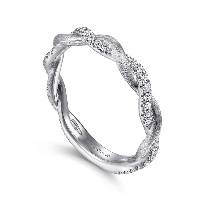 14K White Gold Twisted Diamond Stackable Ring - 0.2 ct - Shot 3