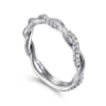 14K White Gold Twisted Diamond Stackable Ring - 0.2 ct