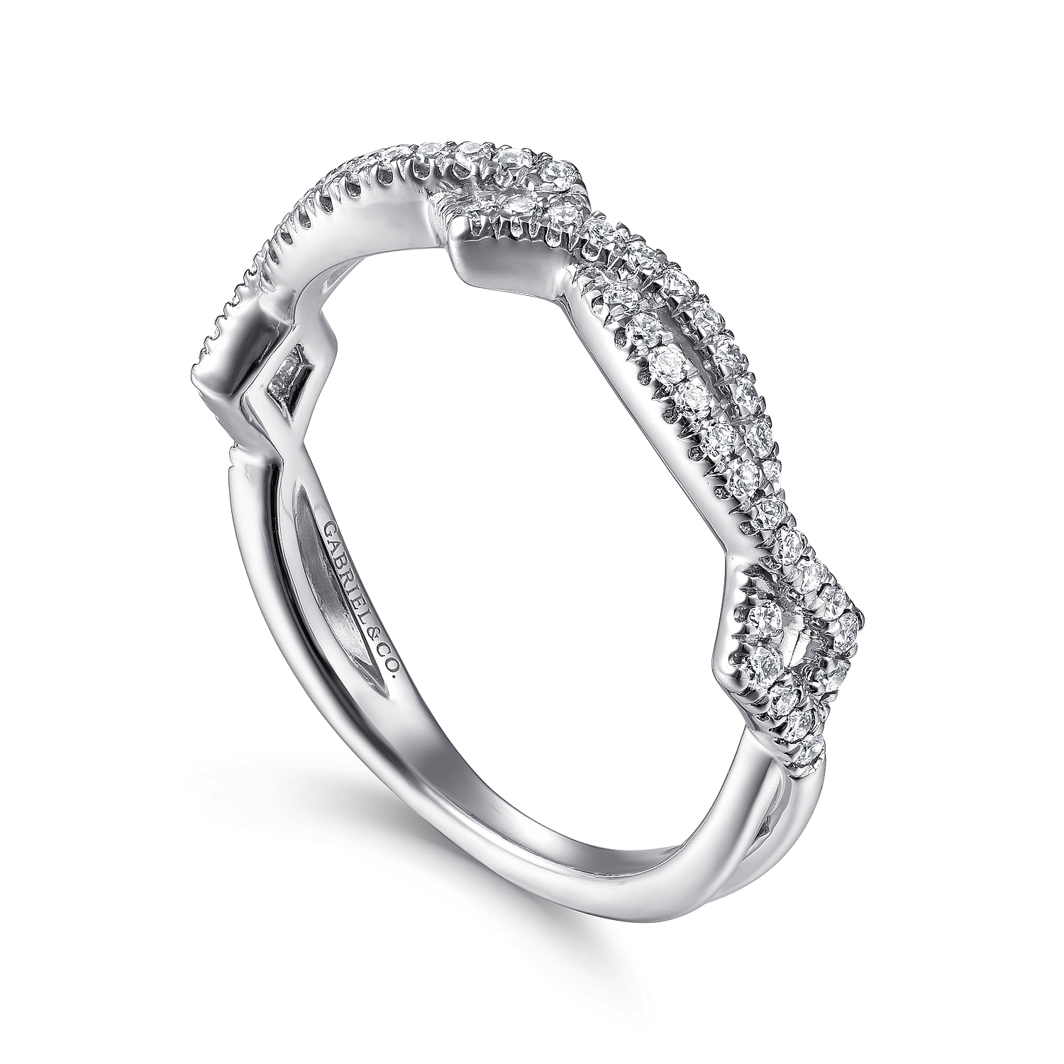 14K White Gold Twisted Diamond Stackable Ring - 0.2 ct - Shot 3
