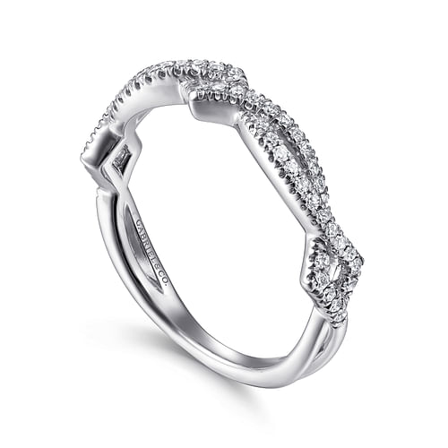 14K White Gold Twisted Diamond Stackable Ring - 0.2 ct - Shot 3