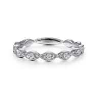 14K White Gold Twisted Diamond Stackable Ring
