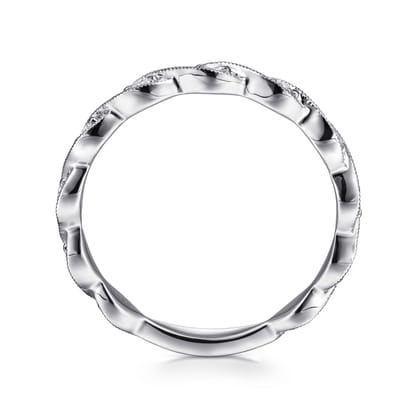 14K White Gold Twisted Diamond Stackable Ring