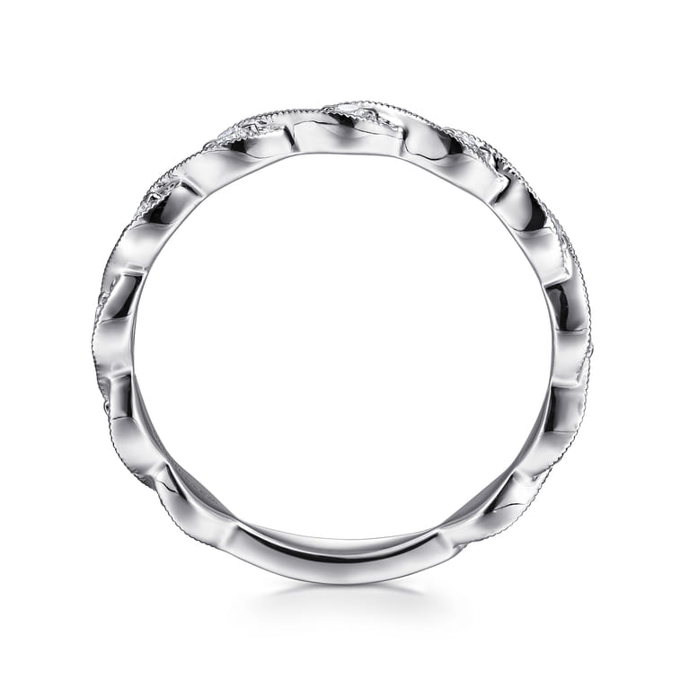 14K White Gold Twisted Diamond Stackable Ring - 0.15 ct - Shot 2