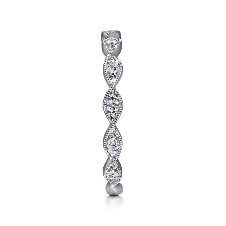 14K White Gold Twisted Diamond Stackable Ring - 0.15 ct - Shot 4