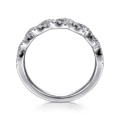 14K White Gold Twisted Diamond Stackable Ring