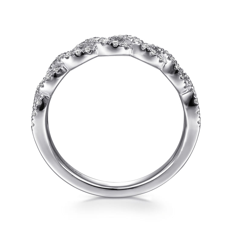 14K White Gold Twisted Diamond Stackable Ring - 0.25 ct - Shot 2