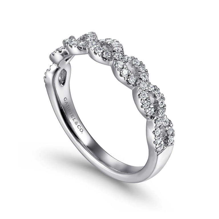 14K White Gold Twisted Diamond Stackable Ring - 0.25 ct - Shot 3