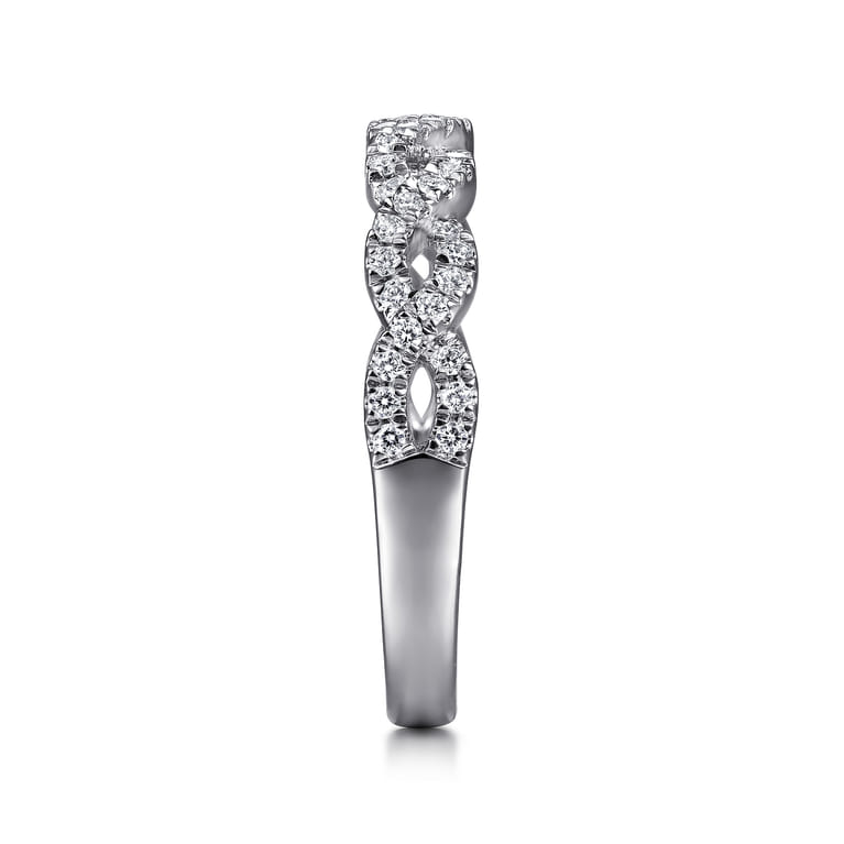 14K White Gold Twisted Diamond Stackable Ring - 0.25 ct - Shot 4