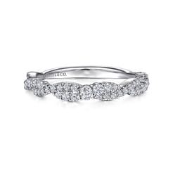 14K White Gold Twisted Diamond Stackable Ring