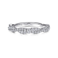 14K White Gold Twisted Diamond Stackable Ring