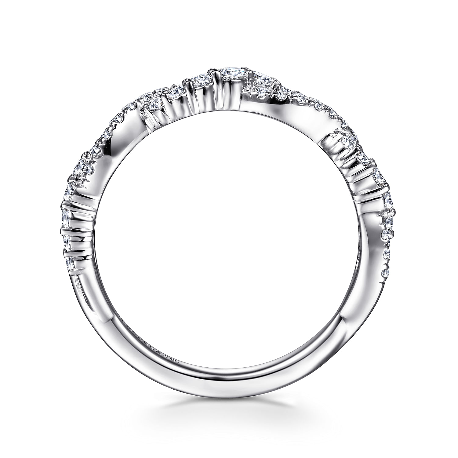 14K White Gold Twisted Diamond Stackable Ring
