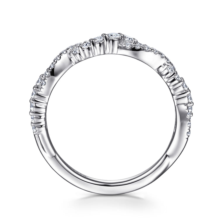 14K White Gold Twisted Diamond Stackable Ring - 0.4 ct - Shot 2