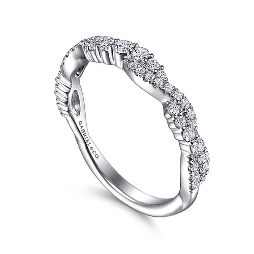 14K White Gold Twisted Diamond Stackable Ring - 0.4 ct - Shot 3