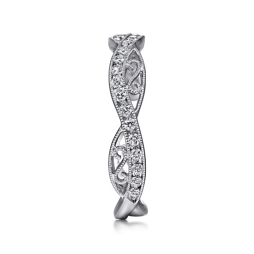 14K White Gold Twisted Filigree Diamond Stackable Ring - 0.23 ct - Shot 4