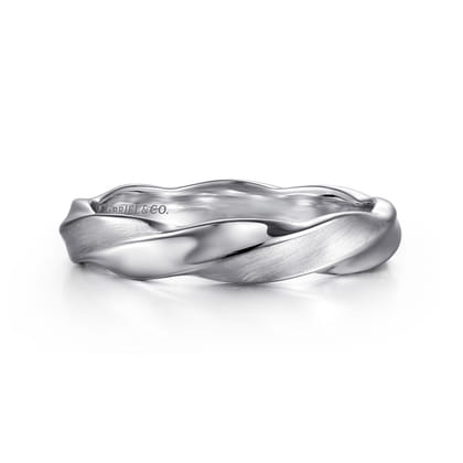 14K White Gold Twisted Men's Ring