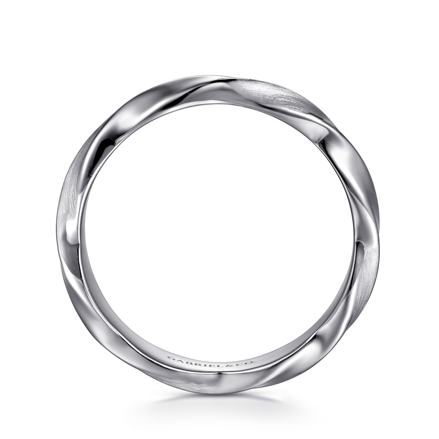 14K White Gold Twisted Men's Ring