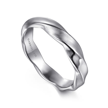 14K White Gold Twisted Men's Ring