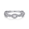 14K White Gold Twisted Pave Diamond Stackable Ring - 0.4 ct