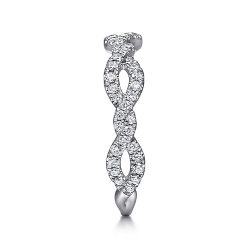14K White Gold Twisted Pave Diamond Stackable Ring - 0.4 ct - Shot 4