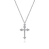 14K White Gold Twisted Rope Cross Pendant Necklace