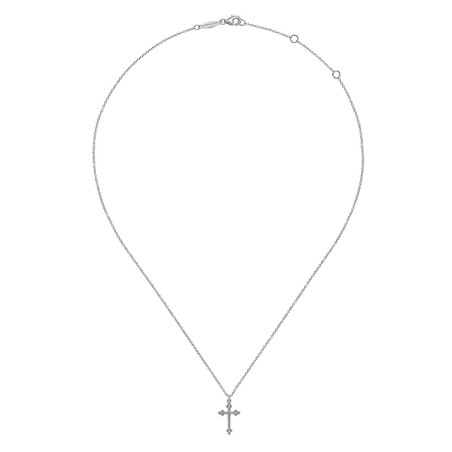 14K White Gold Twisted Rope Cross Pendant Necklace - Shot 2