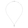 14K White Gold Twisted Rope Cross Pendant Necklace