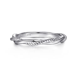 14K White Gold Twisted Rope Intertwining Ring